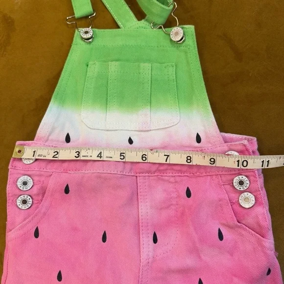 NWOT Girls Watermelon Overall Shorts With White Tee Set Size 6 / XL - Picture 9 of 12